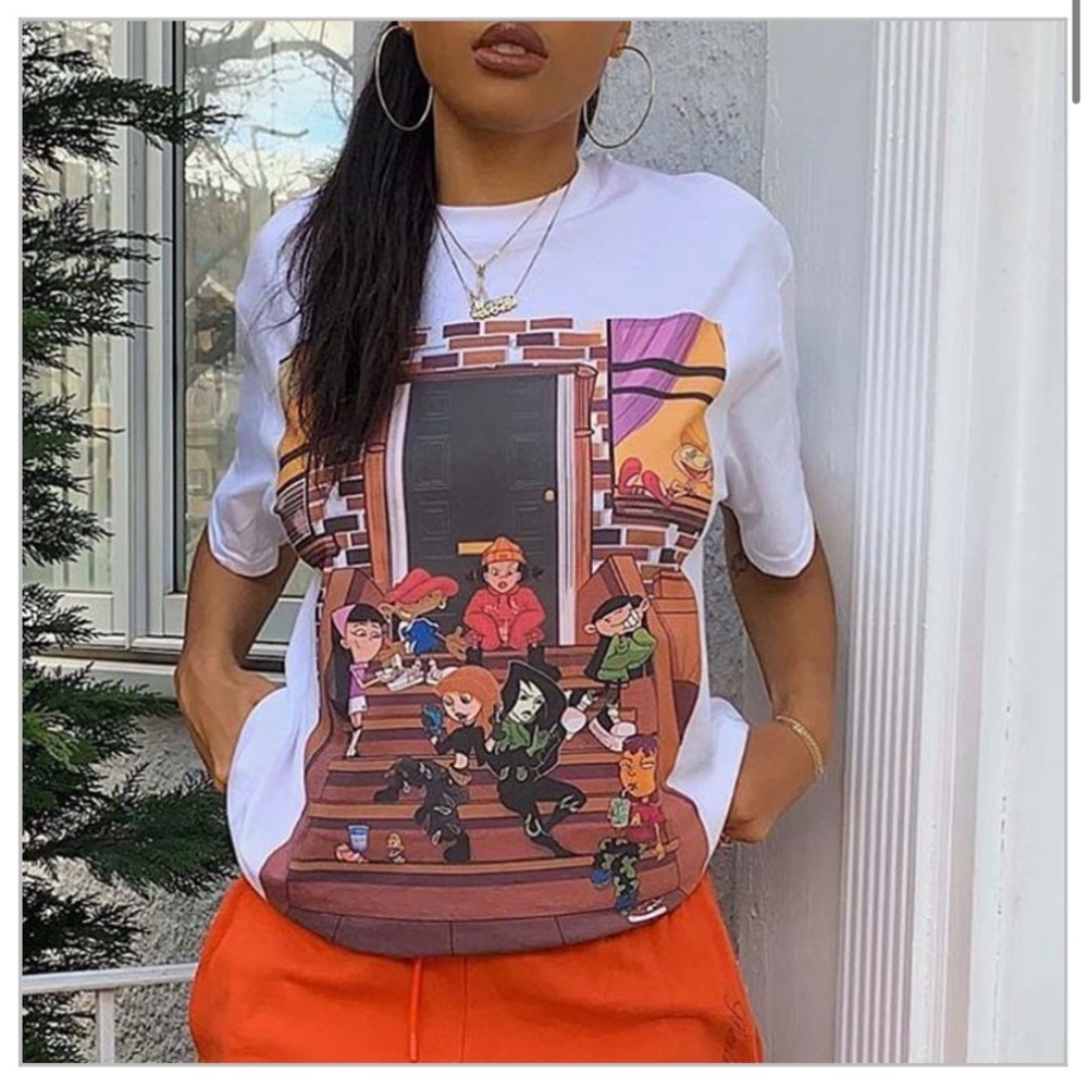 Casual cartoon print t-shirt